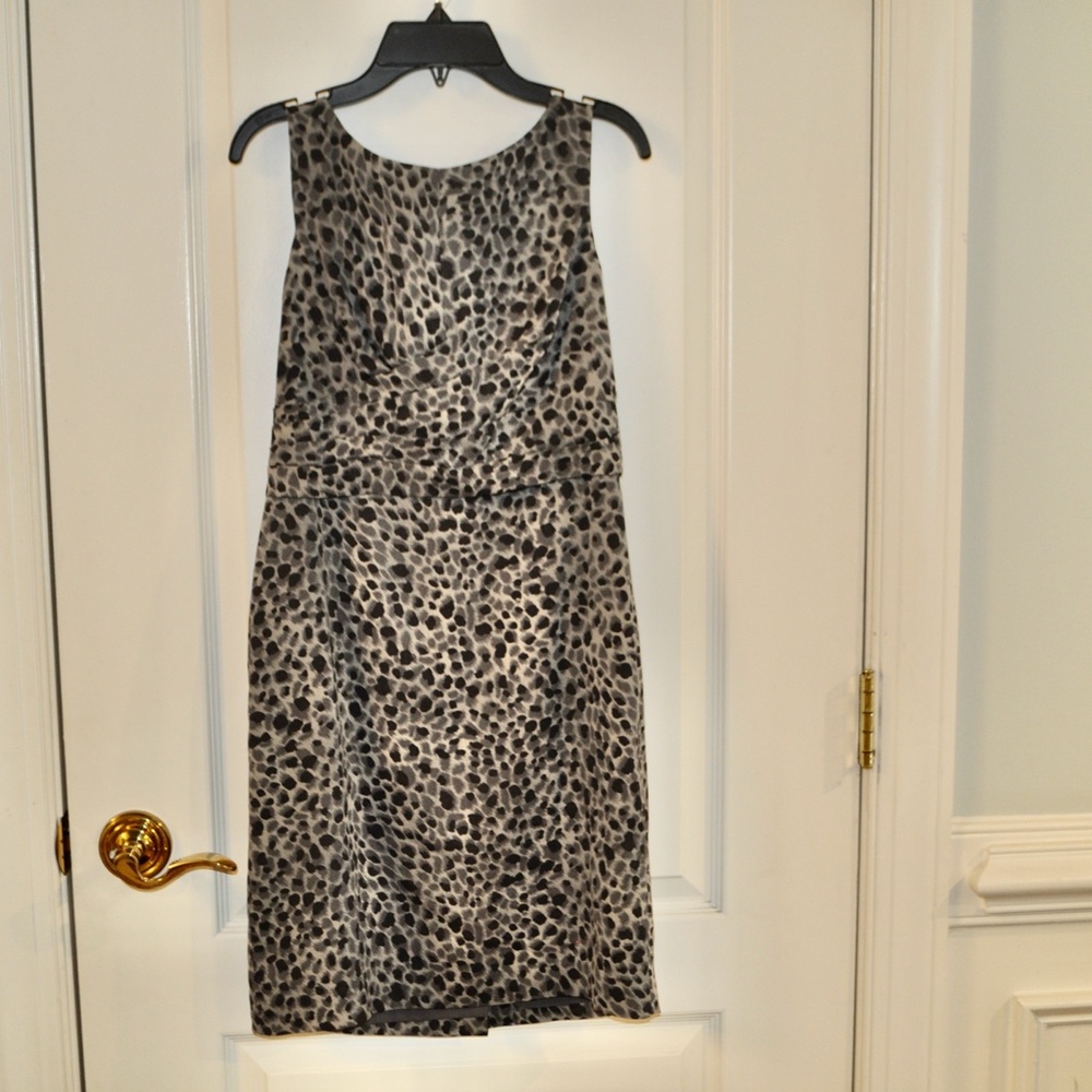 Ann Taylor Petite Grey Print High Neck Dress